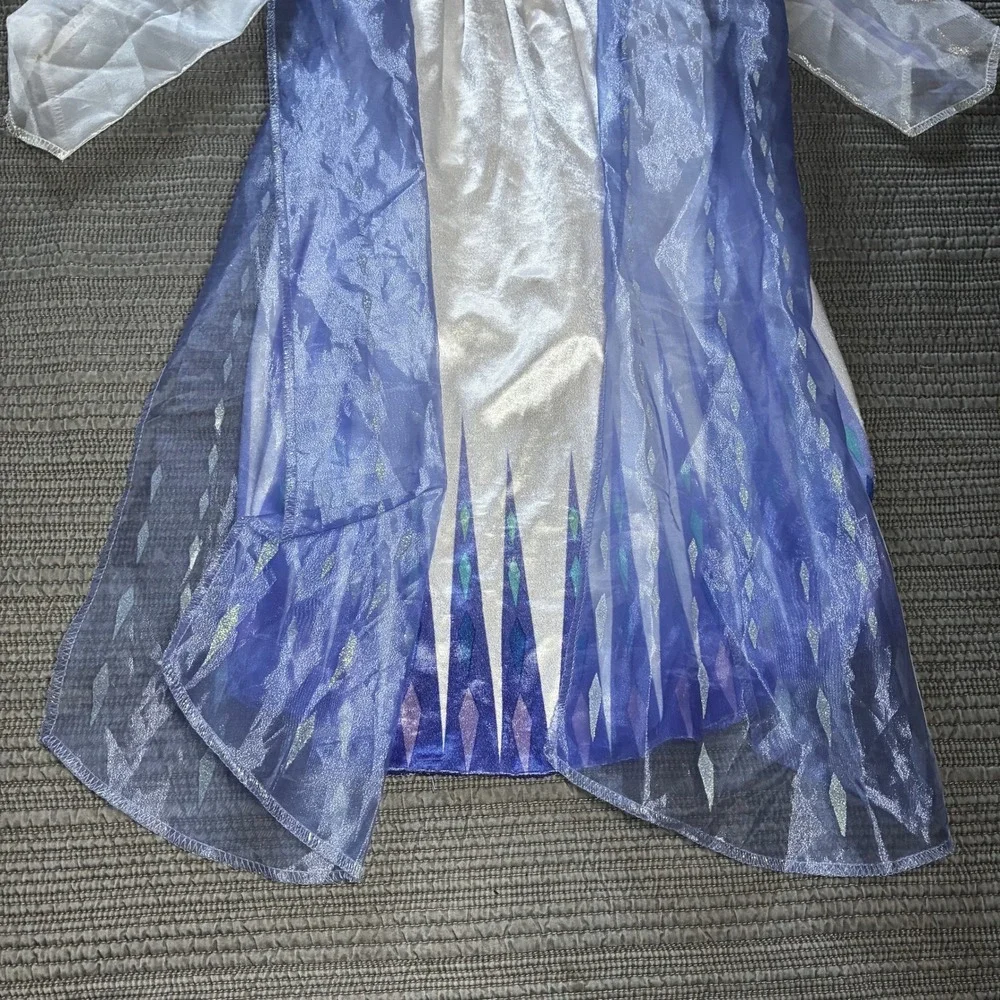 Disney Frozen II Elsa Snow Queen Dress Girls Costume Blue White Sequins Gown